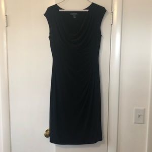 Black cowl neck cocktail dress